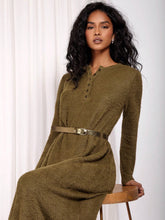 COSMINA Women's Front Button Long Sleeve Casual Long Dress